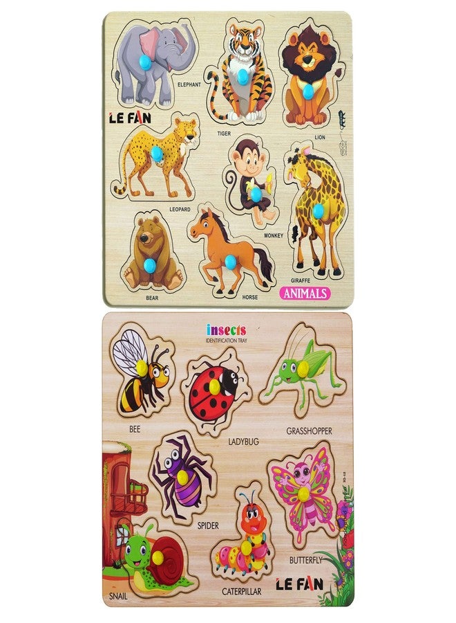 Lefan® Kids Fort Pre Nursery Educational Jigsaw Puzzles for Adults Kids Learning Toys Kit Board Game 2 pcs Set of Animals & Insects Educational Toy - Image 1